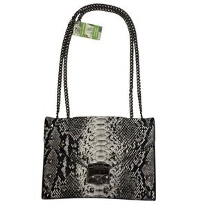 NWT Badgley Mischka Snake Print Y2K Crossbody Shoulder Bag Black Gray